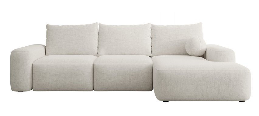Corner sofa bed Carnos L-shaped with ball, single cushions Moly 02 hydrophobic chenille right side