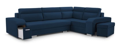 Umill L corner sofa bed with bar and pouffe (Fabric: Monolith 77, Side: Right)