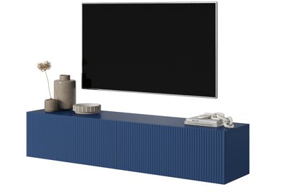 Veldio TV cabinet, 140 cm, navy blue with a milled front