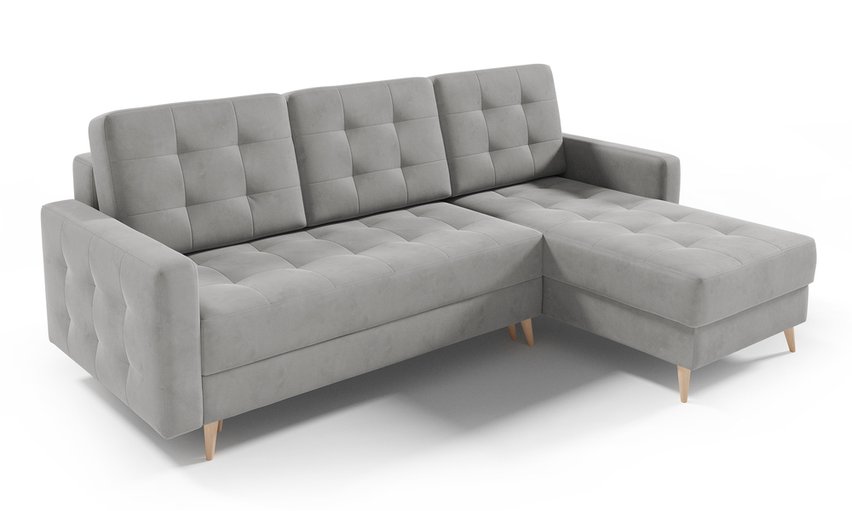 Corner sofa with sleeping function Halvad L-shaped Amon 09 with container hydrophobic velvet universal