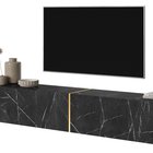 Bisira TV cabinet, 200 cm, black marble with gold insert