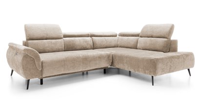 Corner sofa with sleeping function Mamutio L-shaped with side section Aphrodite 03 chenille right side