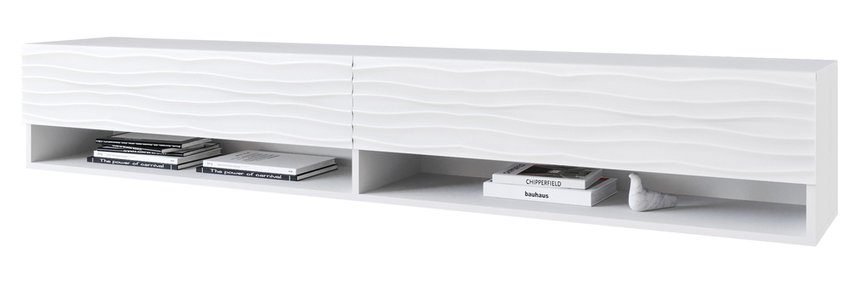 Wander TV cabinet 180 cm white with a wavy front