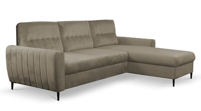 Corner sofa bed Laretta L-shaped with storage (Fabric: Velluto 03, Side: Right)