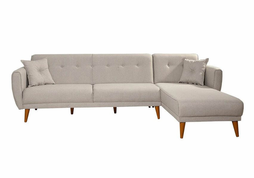 Corner sofa with sleeping function Polance L-shaped cream universal