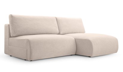 Corner sofa with sleeping function Fimbo L-shaped with container Aragon 03 hydrophobic chenille right-hand side