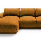 Divo L-shaped corner sofa with sleeping function with a container, mustard, hydrophobic braid, left-hand