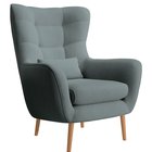 Vence Castel 90 winged lounge chair, velvet, easy-to-clean, black legs