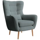 Vence Castel 90 winged lounge chair, velvet, easy-to-clean, black legs