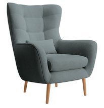 Vence Castel 90 winged lounge chair, velvet, easy-to-clean, black legs