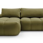 Canapé d'angle en L Ombo avec fonction couchage avec conteneur Salvador 08, velours hydrophobe, côté gauche
