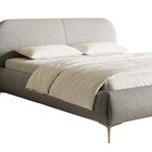 Upholstered bed 180x200 cm Ovalle with storage, gray metal frame, hydrophobic braid, gold legs