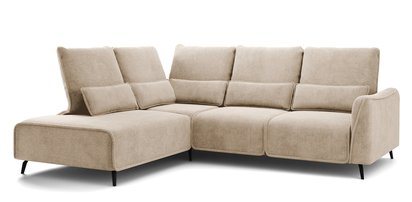 Rumbia L-shaped corner sofa with Storm 06 side, black legs, left-hand side