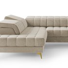 Corner sofa with sleeping function Pessi Castel 15 L-shaped with container and adjustable headrests easy-cleaning velvet left-hand side