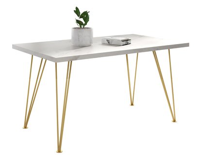 Glicinta extendable table 140x80 cm Bianco/Golden Marble