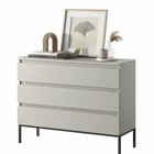 Bemmi three-drawer chest of drawers, beige with black legs