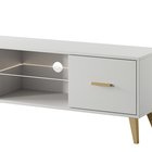 Savoni I TV cabinet, 140 cm, white with gold legs and handles