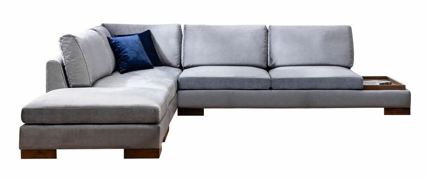 Kouter L-shaped grey corner sofa with left-hand pouf