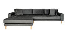 Dagmarri corner sofa 290 cm dark gray velvet left side