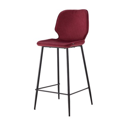 Rablart burgundy upholstered stool in hydrophobic fabric on black legs