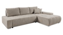 Corner sofa with sleeping function Magliano L-shaped with storage, dark beige corduroy, right-hand side