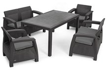 Corfu Fiesta Keter garden set for six people with a graphite table