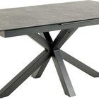 Table à manger Kardema, plateau en céramique motif béton noir, 168-210 cm
