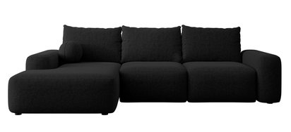 Carnos L-shaped corner sofa with sleeping function, ball, single cushions Melody 15 left-hand chenille