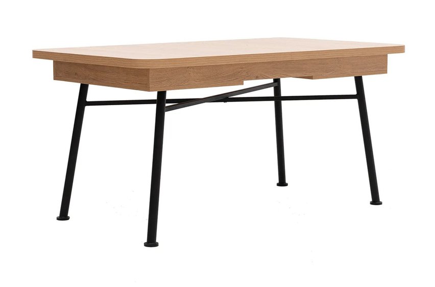 Crattale table 160x90 cm extendable in natural color on black legs