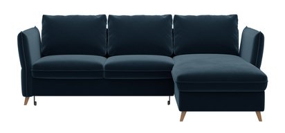 Corner sofa with sleeping function Bastimento L-shaped with storage universal navy blue hydrophobic velvet