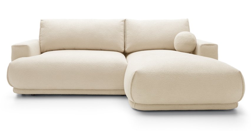 Divo Mini L-shaped corner sofa with sleeping function with a right-handed vanilla boucle container