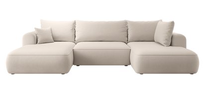 Ovo U-shaped corner sofa with sleeping function with container Castel 03, easy-to-clean velvet, right-hand side