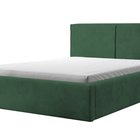 Upholstered bed 140/200 cm Farese dark green Poso 14 with container and gas actuator corduroy