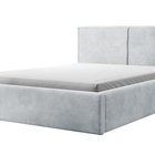Upholstered bed 140/200 cm Farese light gray Poso 55 with container and gas strut, corduroy