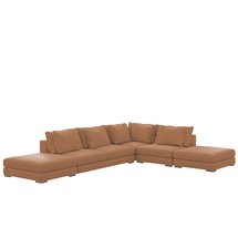 Mia L-shaped modular corner sofa with two poufs (Fabric: Storm 54)