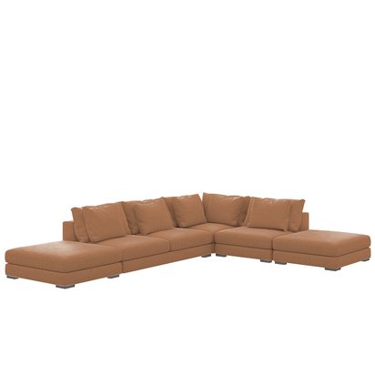 Mia L-shaped modular corner sofa with two poufs (Fabric: Storm 54)