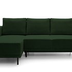 Rodario mini dark green corner sofa with sleeping function with left-hand corduroy container