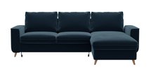 Almirante L-shaped corner sofa with sleeping function with storage, universal, navy blue, hydrophobic velvet