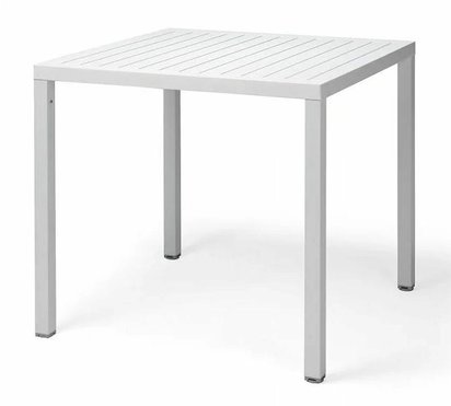 Cube Nardi square garden table, 80 cm, made of certified white material