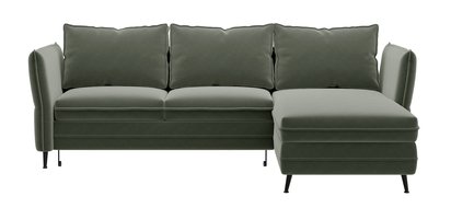 Corner sofa with sleeping function Arenosa L-shaped with storage universal olive hydrophobic velvet