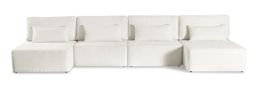 Corner sofa with sleeping function Moduliano U-shaped large with container universal cream boucle