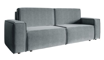 Copertino three-seater sofa bed, grey, hydrophobic velvet