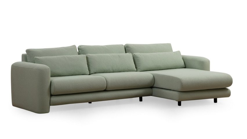 Bellines L-shaped right-hand corner sofa, woven boucle pistachio