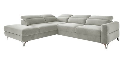 Pomello L-shaped corner sofa with sleeping function with storage and adjustable headrests Letto 83 easy-cleaning velvet left-hand side