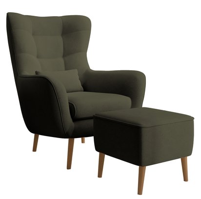 Vence Castel 39 velvet easy-clean armchair with footrest