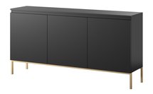 Bemmi three-door chest of drawers, 150 cm, black with gold legs