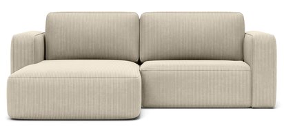 Bissari L-shaped left-hand corner sofa with sleeping function with Perla 15 corduroy container