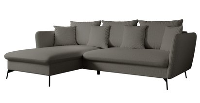 Castilio L-shaped corner sofa with sleeping function with Moly 85 container, hydrophobic chenille, left-hand side