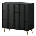 Bello chest of drawers with three drawers, 79 cm, black with gold legs