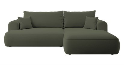 Ovo L-shaped corner sofa with sleeping function with a container in easy-to-clean fabric